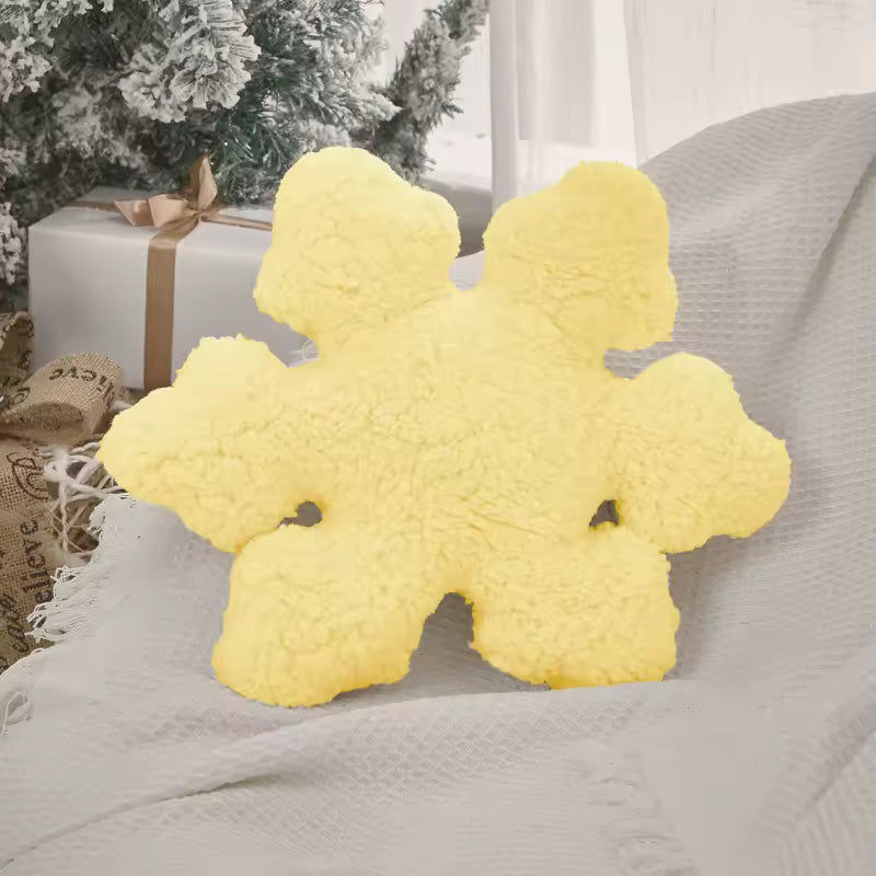 3D Snowflake Decorative Cushion Winter White Snowflake Shape Pillow Christmas Home Holiday Decoration Sofa Cojines for Bedroom