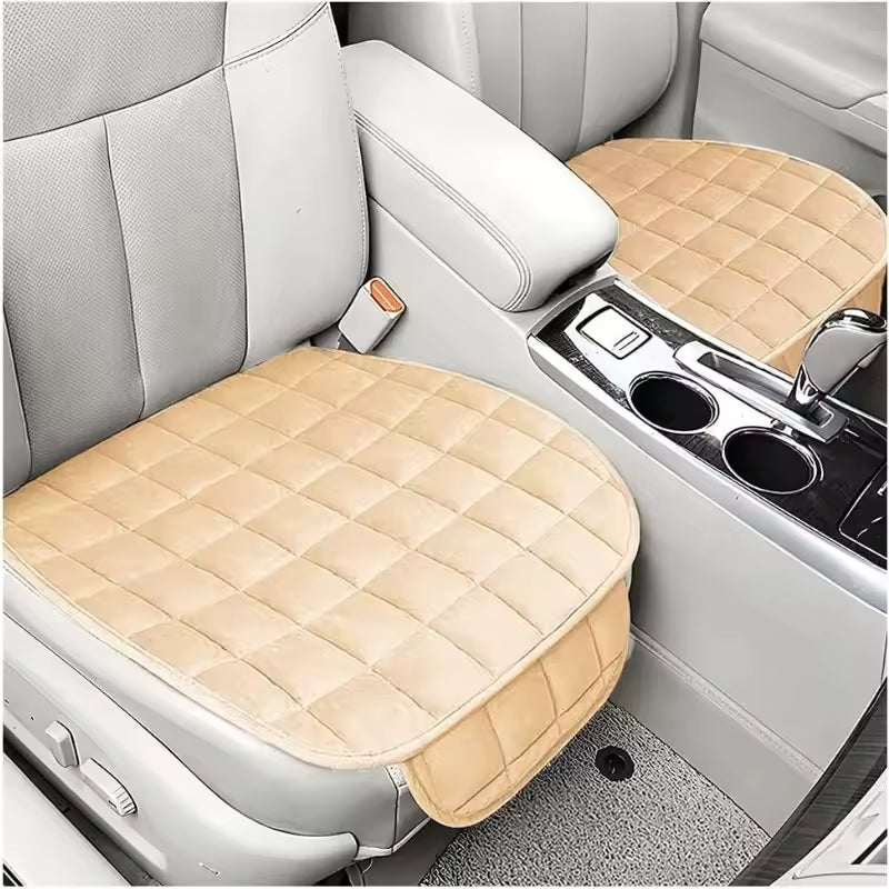 Black Car Seat Cushion,Seat Pad with Non-Slip Rubber Bottom & Storage Pouch,Universal for Vehicle Truck Van SUV Office Chair