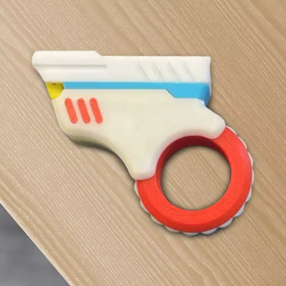 3D Printed Metal Hand Spinner Effective Stress Reduction Gun Shape Fidget Ring Adult Fidget Toys for Anxiety and ADHD Sufferers